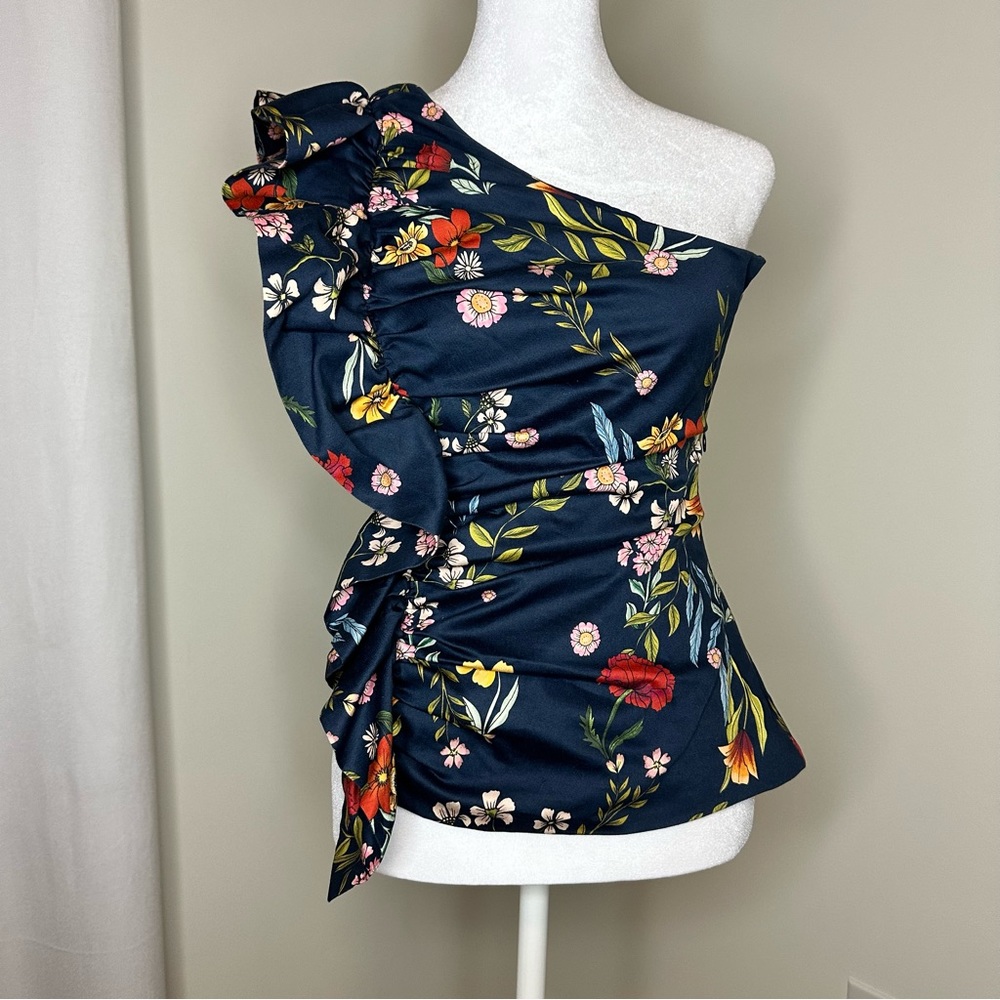 One shoulder Floral Blouse